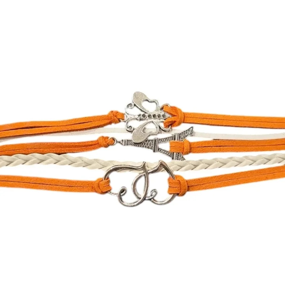 Butterfly Hearts Faux Leather Multi-layered Bracelet